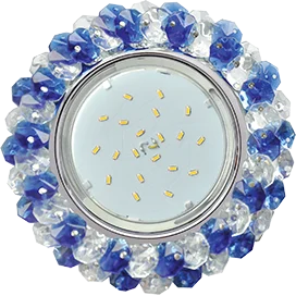 Ecola GX53 H4 5341 Glass Круглый с хрусталиками Прозрачный и Голубой /Хром 56x120 (к+)
