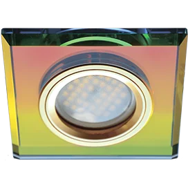Ecola MR16 DL1651 GU5.3 Glass Стекло Квадрат скошенный край Мультиколор / Золото 25x90x90 (кd74)