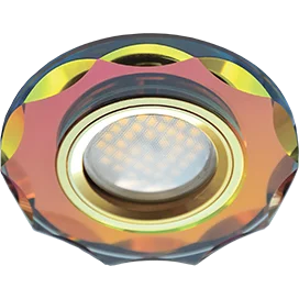 Ecola MR16 DL1653 GU5.3 Glass Стекло Круг с вогнутыми гранями Мультиколор / Золото 25x90 (кd74)