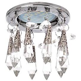 Ecola MR16 CR1004 GU5.3 Glass Стекло Круг "Восточный стиль" на коротком подвесе Прозрачный / Хром 84x100