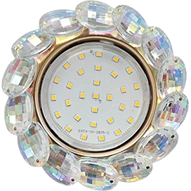 Ecola GX53 H4 5342 Glass Круглый с большими хрусталиками Прозр.искристый/Золото 56x125 (к+)