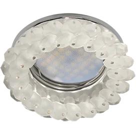 Ecola MR16 CD4141 GU5.3 Светильник встр. круглый с хрусталиками Матовый/Хром 50x90 (кd74)