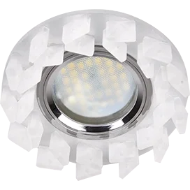 Ecola MR16 DL1661 GU5.3 Glass Стекло Круг с крупными матовыми стразами Елочка/фон мат./центр.часть хром 42x95