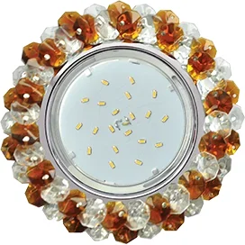Ecola GX53 H4 5341 Glass Круглый с хрусталиками Прозрачный и Янтарь /Хром 56x120 (к+)