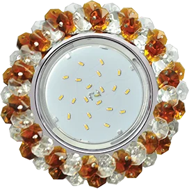 Ecola GX53 H4 5341 Glass Круглый с хрусталиками Прозрачный и Янтарь /Хром 56x120 (к+)