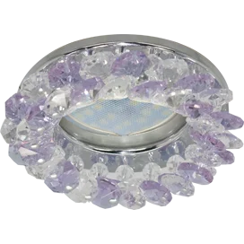 Ecola MR16 CD4141 GU5.3 Светильник встр. круглый с хрусталиками Прозрачный и Аметист/Хром 50x90 (кd74)