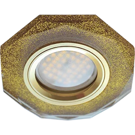Ecola MR16 DL1652 GU5.3 Glass Стекло 8-угольник с прямыми гранями Золотой блеск / Золото 25x90 (кd74)