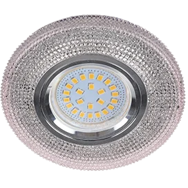 Ecola MR16 LD7069 GU5.3 Светильник встр. искристый с подсветкой "Модерн" Светло-розовый / Хром 25x95