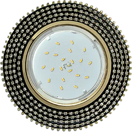 Ecola GX53 H4 5362 Glass Круг с прозр.стразами (оправа золото)/фон черный./центр.часть золото 40x120 (к+)