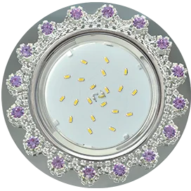 Ecola GX53 H4 5360 Glass Круг с прозр.и аметист. стразами Корона (оправа хром)/фон зерк../центр.часть хром 52x120 (к+)