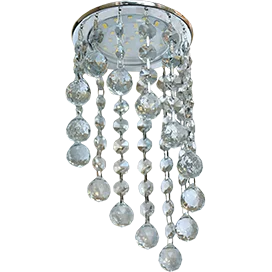 Ecola GX53 H4 5344 Glass Круглый с большими хрусталиками на подвесе "под скос" Тонированный /Хром 225x110 (к+)