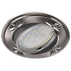 Ecola MR16 DL21 GU5.3 Светильник встр. литой поворотный искр.гравир. Четыре цветка Сатин Хром 23x84