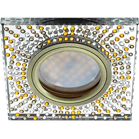 Ecola MR16 DL1658 GU5.3 Glass Стекло Квадрат с прозр.-янтарной мозаикой/фон зерк../центр.часть черненая бронза 25x95x95