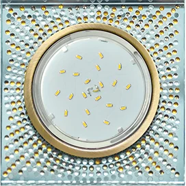Ecola GX53 H4 5320 Glass Квадрат с прозр.-янтарной мозаикой/фон зерк../центр.часть черненая бронза 40x123x123 (к+)
