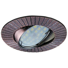 Ecola MR16 DL119 GU5.3 Светильник встр. литой поворотный Рифленые лучи Черненая Медь 25x91