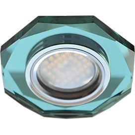 Ecola MR16 DL1652 GU5.3 Glass Стекло 8-угольник с прямыми гранями Изумруд / Хром 25x90 (кd74)