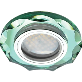 Ecola MR16 DL1653 GU5.3 Glass Стекло Круг с вогнутыми гранями Изумруд / Хром 25x90 (кd74)