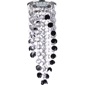 Ecola MR16 CR1008 GU5.3 Glass Стекло Круг c хруст. на подвесе "двойной скос" Прозрачный и Черный / Хром 84x265
