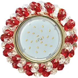 Ecola GX53 H4 5341 Glass Круглый с хрусталиками Прозрачный и Рубин /Золото 56x120 (к+)
