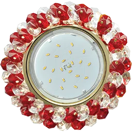 Ecola GX53 H4 5341 Glass Круглый с хрусталиками Прозрачный и Рубин /Золото 56x120 (к+)