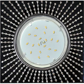 Ecola GX53 H4 5352 Glass Квадрат с прозр.стразами (оправа хром)/фон черный./центр.часть хром 40x123x123 (к+)