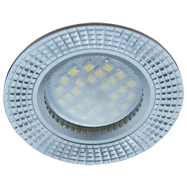 Ecola MR16 DL3182 GU5.3 Светильник встр. литой (скрытый крепеж лампы) матовый Хром/Алюм Рифленые Реснички по кругу 23x78 (кd74)