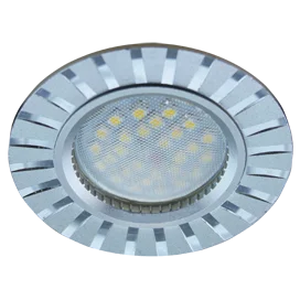 Ecola MR16 DL3183 GU5.3 Светильник встр. литой (скрытый крепеж лампы) матовый Хром/Алюм Полоски по кругу 23x78 (кd74)
