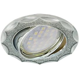 Ecola MR16 DL36S GU5.3 Светильник встр. поворотный Звезда под стеклом Серебряный блеск/Хром 26x84