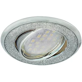 Ecola MR16 DL39S GU5.3 Светильник встр. поворотный Круг под стеклом Серебряный блеск/Хром 26x94