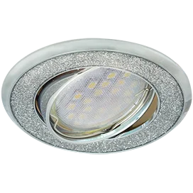 Ecola MR16 DL39S GU5.3 Светильник встр. поворотный Круг под стеклом Серебряный блеск/Хром 26x94