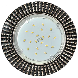 Ecola GX53 H4 5364 Glass Круг с прозр.стразами (оправа хром)/фон черн./центр.часть хром 40x120 (к+)