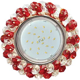 Ecola GX53 H4 5341 Glass Круглый с хрусталиками Прозрачный и Рубин /Хром 56x120 (к+)