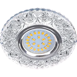 Ecola MR16 LD7040 GU5.3 Светильник встр. искристый с подсветкой "Бабочки" Прозрачный / Хром 25x95