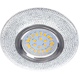 Ecola MR16 LD7069 GU5.3 Светильник встр. искристый с подсветкой "Модерн" Прозрачный / Хром 25x95