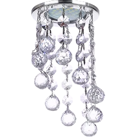 Ecola MR16 CR1007 GU5.3 Glass Стекло Круг с большими хруст. на подвесе "под скос" Прозрачный / Хром 84x170