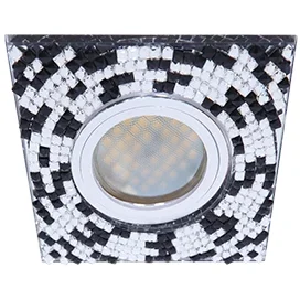Ecola MR16 DL1658 GU5.3 Glass Стекло Квадрат с прозр.-черной мозаикой/фон зерк../центр.часть хром 28x95x95