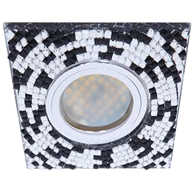 Ecola MR16 DL1658 GU5.3 Glass Стекло Квадрат с прозр.-черной мозаикой/фон зерк../центр.часть хром 28x95x95