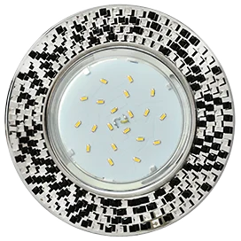 Ecola GX53 H4 5319 Glass Круг с прозр.-черной мозаикой/фон зерк./центр.часть хром 40x123 (к+)