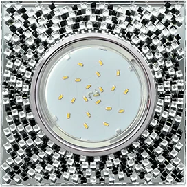 Ecola GX53 H4 5320 Glass Квадрат с прозр.-черной мозаикой/фон зерк../центр.часть хром 40x123x123 (к+)