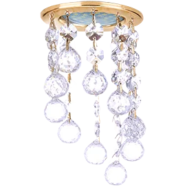 Ecola MR16 CR1007 GU5.3 Glass Стекло Круг с большими хруст. на подвесе "под скос" Прозрачный / Золото 84x170