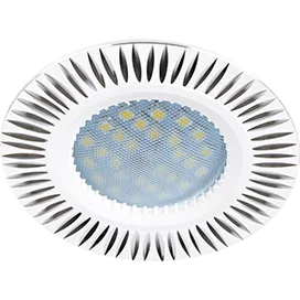 Ecola MR16 DL3182 GU5.3 Светильник встр. литой (скрытый крепеж лампы) Белый/Алюм Рифленые Реснички по кругу 23x78 (кd74)