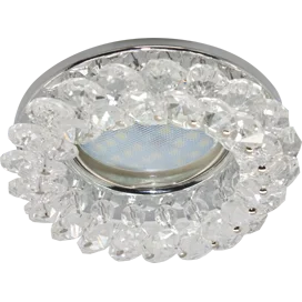 Ecola Light MR16 CD4141 GU5.3 Светильник встр. круглый с хрусталиками Прозрачный/Хром 50x90 (кd74)