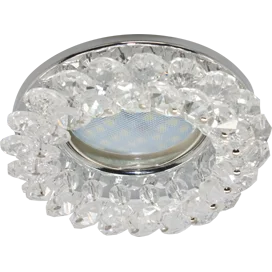 Ecola MR16 CD4141 GU5.3 Светильник встр. круглый с хрусталиками Прозрачный/Хром 50x90 (кd74)