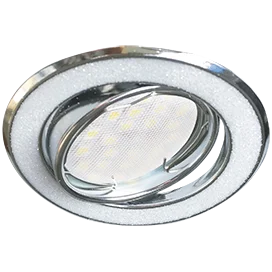 Ecola MR16 DL39S GU5.3 Светильник встр. поворотный Круг под стеклом Белый блеск/Хром 26x94