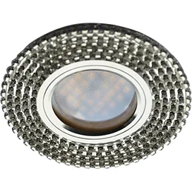 Ecola MR16 DL1662 GU5.3 Glass Стекло Круг с прозр.стразами (оправа хром)/фон зерк./центр.часть хром 25x93