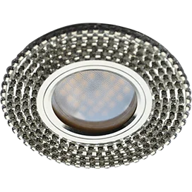 Ecola MR16 DL1662 GU5.3 Glass Стекло Круг с прозр.стразами (оправа хром)/фон зерк./центр.часть хром 25x93