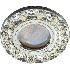 Ecola MR16 DL1660 GU5.3 Glass Стекло Круг с прозрачными стразами Корона (оправа хром)/фон зерк./центр.часть хром 28x93