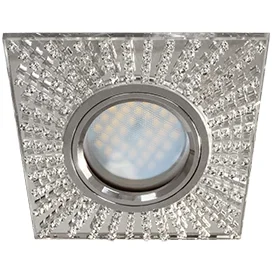 Ecola MR16 DL1659 GU5.3 Glass Стекло Квадрат с прозр.стразами (оправа хром)/фон зерк./центр.часть хром 30x95x95