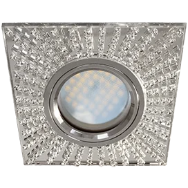 Ecola MR16 DL1659 GU5.3 Glass Стекло Квадрат с прозр.стразами (оправа хром)/фон зерк./центр.часть хром 30x95x95