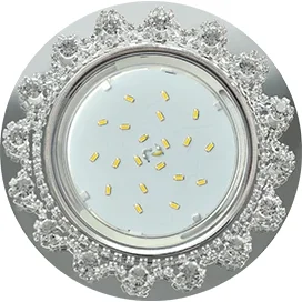 Ecola GX53 H4 5360 Glass Круг с прозрачными стразами Корона (оправа хром)/фон зерк../центр.часть хром 52x120 (к+)